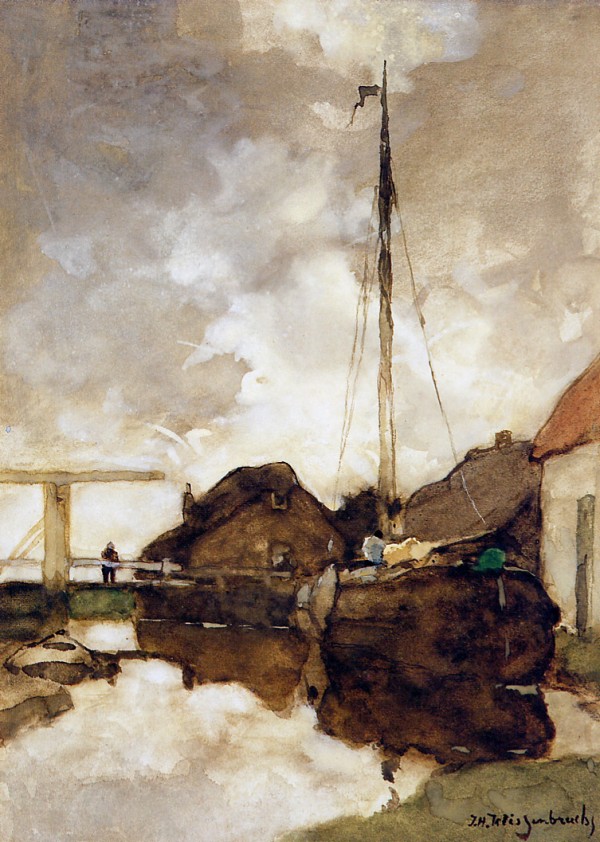 View on canal by Jan Hendrik Weissenbruch